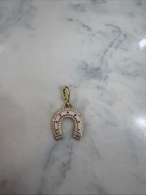 Gold-Tone Pink Enamel & Crystal Horseshoe Pendant Gorjana Charm